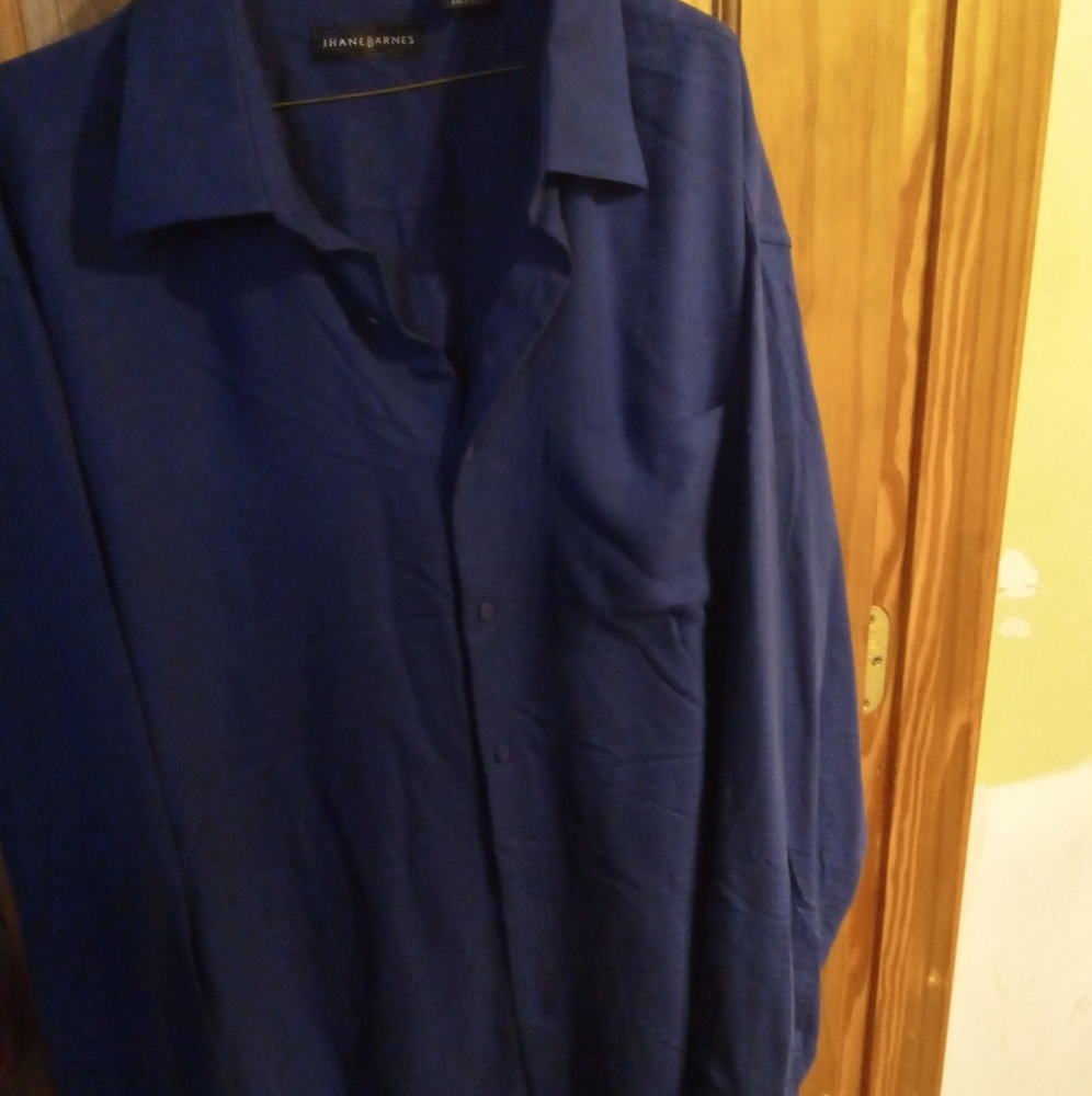 XXL blue silk Jhane Bharnes dress shirt